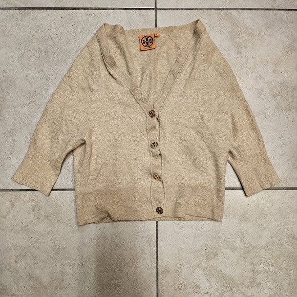 Tory Burch Light Tan Cardigan Sweater - Picture 1 of 5